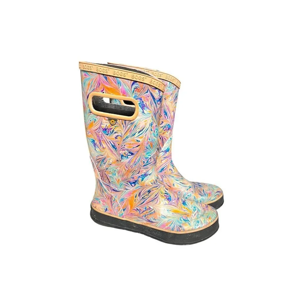 Bogs Pink Marble RainBoot Youth Girl Sz 4